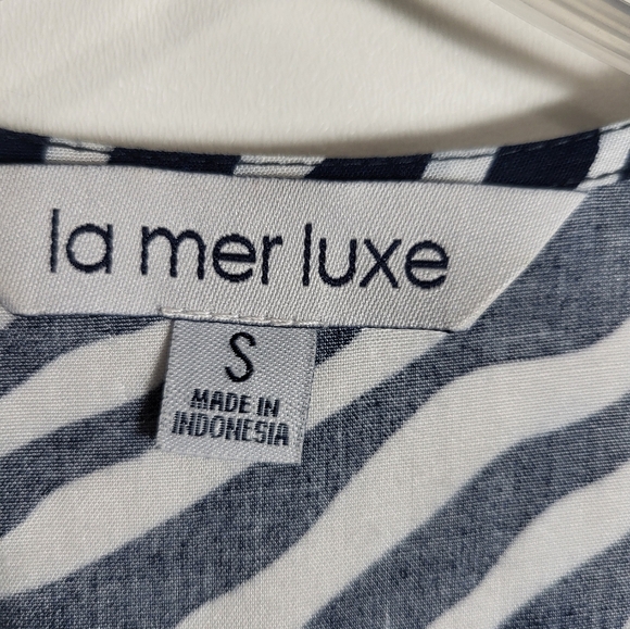 la mer luxe navy blue & white zebra print cover up women's S #2299 - Picture 3 of 5